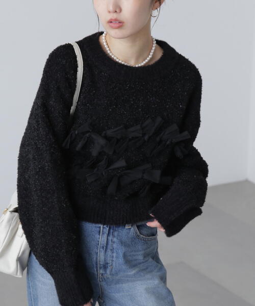 FREE'S MART（フリーズマート）の「◆ファンシーヤーンチュールリボンニット（ニット/セーター・レディース・ホワイト/グレー/ブラック・FREE）」の18枚目の写真