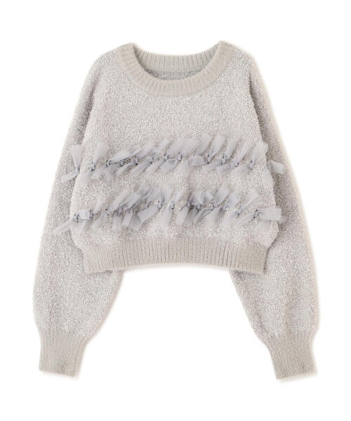 FREE'S MART（フリーズマート）の「◆ファンシーヤーンチュールリボンニット（ニット/セーター・レディース・ホワイト/グレー/ブラック・FREE）」の5枚目の写真