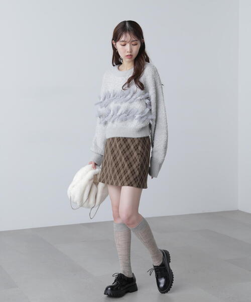 FREE'S MART（フリーズマート）の「◆ファンシーヤーンチュールリボンニット（ニット/セーター・レディース・ホワイト/グレー/ブラック・FREE）」の12枚目の写真