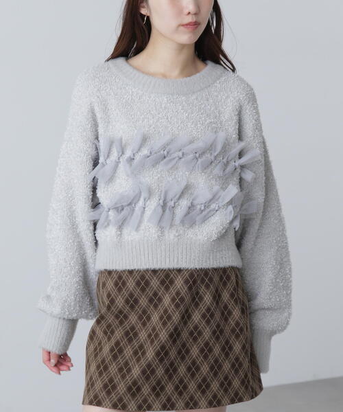 FREE'S MART（フリーズマート）の「◆ファンシーヤーンチュールリボンニット（ニット/セーター・レディース・ホワイト/グレー/ブラック・FREE）」の14枚目の写真