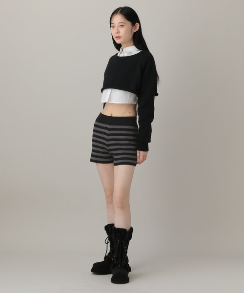 3.3 Field Trip （3.3フィールドトリップ）の「3.3 Field Trip／ボーダーニットショートパンツ（その他パンツ・レディース・グレー/ブラック・FREE）」の4枚目の写真
