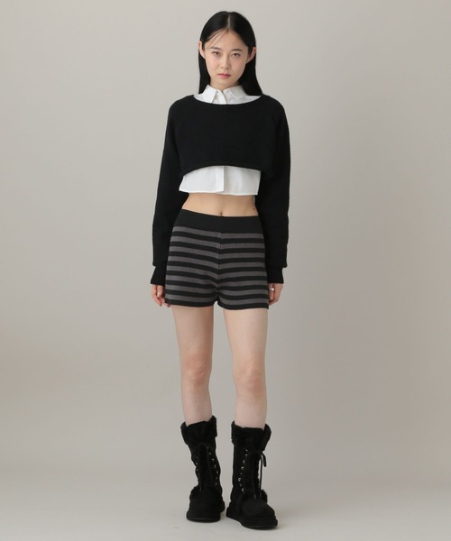 3.3 Field Trip （3.3フィールドトリップ）の「3.3 Field Trip／ボーダーニットショートパンツ（その他パンツ・レディース・グレー/ブラック・FREE）」の3枚目の写真