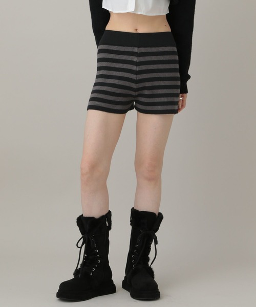3.3 Field Trip （3.3フィールドトリップ）の「3.3 Field Trip／ボーダーニットショートパンツ（その他パンツ・レディース・グレー/ブラック・FREE）」の5枚目の写真