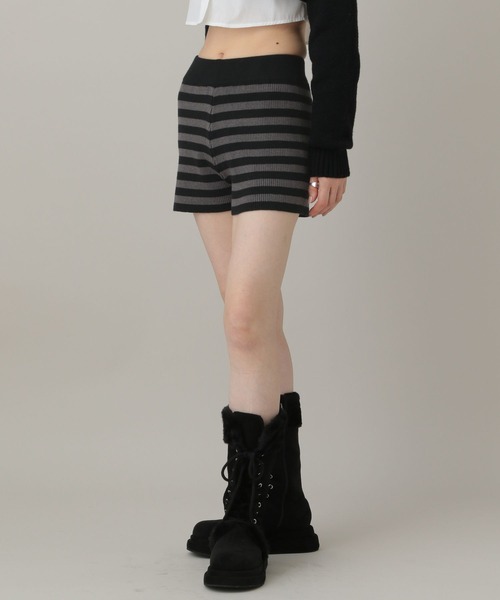 3.3 Field Trip （3.3フィールドトリップ）の「3.3 Field Trip／ボーダーニットショートパンツ（その他パンツ・レディース・グレー/ブラック・FREE）」の6枚目の写真