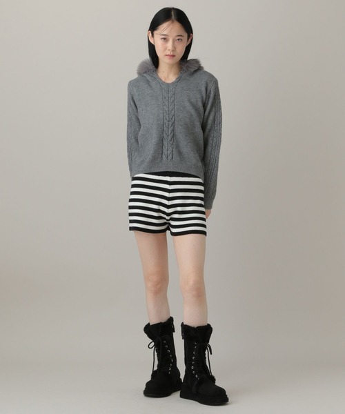 3.3 Field Trip （3.3フィールドトリップ）の「3.3 Field Trip／ボーダーニットショートパンツ（その他パンツ・レディース・グレー/ブラック・FREE）」の8枚目の写真