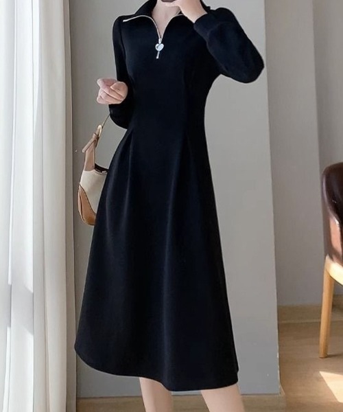 SallyLunn(サリーラン)の「ハーフジップフレアワンピース(ワンピース・レディース・ホワイト/ブラック・LARGE/MEDIUM)」の11枚目の写真