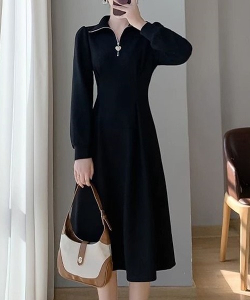 SallyLunn(サリーラン)の「ハーフジップフレアワンピース(ワンピース・レディース・ホワイト/ブラック・LARGE/MEDIUM)」の12枚目の写真