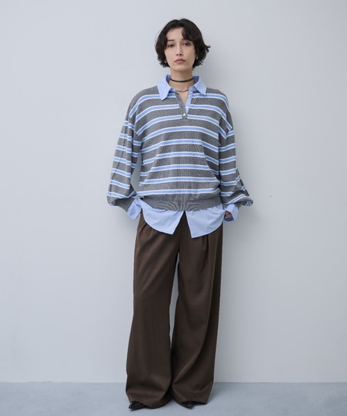 AIC.（エーアイシー）の「ブロードシャツコンビネーションボーダーニット（ニット/セーター・レディース・オフホワイト/ブルー・FREE）」の22枚目の写真