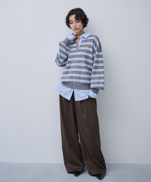 AIC.（エーアイシー）の「ブロードシャツコンビネーションボーダーニット（ニット/セーター・レディース・オフホワイト/ブルー・FREE）」の20枚目の写真