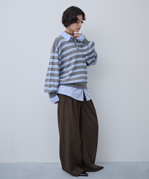 AIC.（エーアイシー）の「ブロードシャツコンビネーションボーダーニット（ニット/セーター・レディース・オフホワイト/ブルー・FREE）」の21枚目の写真