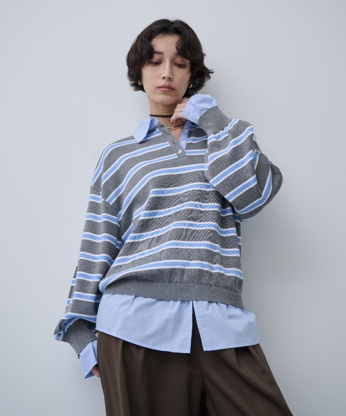 AIC.（エーアイシー）の「ブロードシャツコンビネーションボーダーニット（ニット/セーター・レディース・オフホワイト/ブルー・FREE）」の12枚目の写真