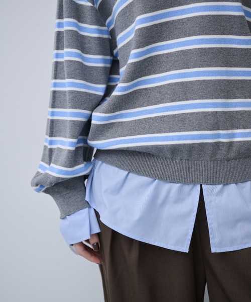 AIC.（エーアイシー）の「ブロードシャツコンビネーションボーダーニット（ニット/セーター・レディース・オフホワイト/ブルー・FREE）」の17枚目の写真