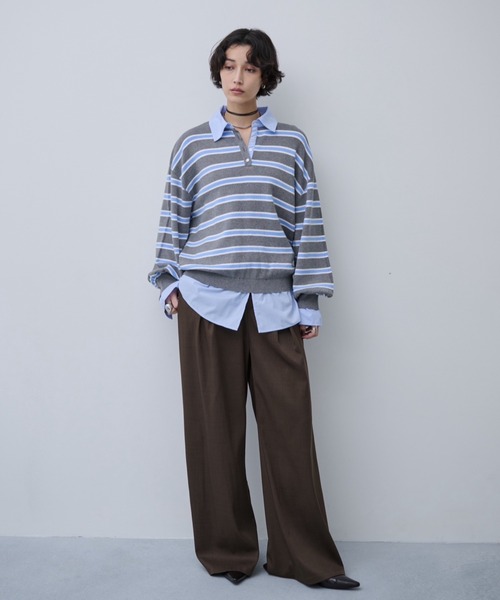 AIC.（エーアイシー）の「ブロードシャツコンビネーションボーダーニット（ニット/セーター・レディース・オフホワイト/ブルー・FREE）」の18枚目の写真