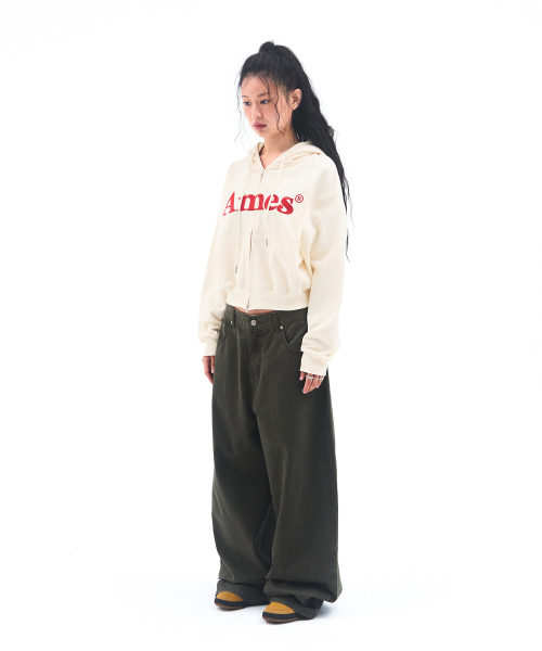AMESWORLDWIDE（アメスワールドワイド）の「BASIC LOGO HOODIE ZIP UP CREAM（パーカー・レディース・その他・SMALL/MEDIUM/LARGE）」の5枚目の写真