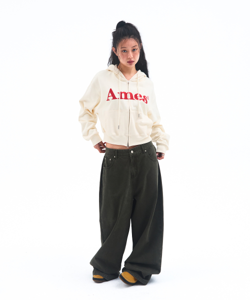 AMESWORLDWIDE（アメスワールドワイド）の「BASIC LOGO HOODIE ZIP UP CREAM（パーカー・レディース・その他・SMALL/MEDIUM/LARGE）」の4枚目の写真