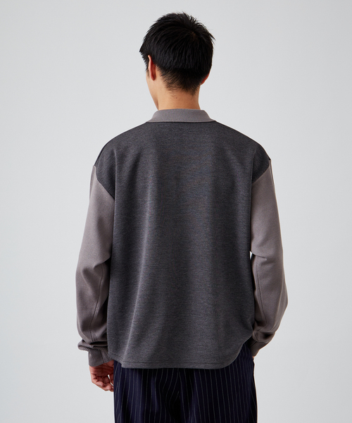 B.C STOCK（ベーセーストック）の「【Deux Allures/ドゥ アリュール】ニットコンピ ポロシャツ（ニット/セーター・メンズ・ライトグレー/ベージュ・FREE）」の6枚目の写真