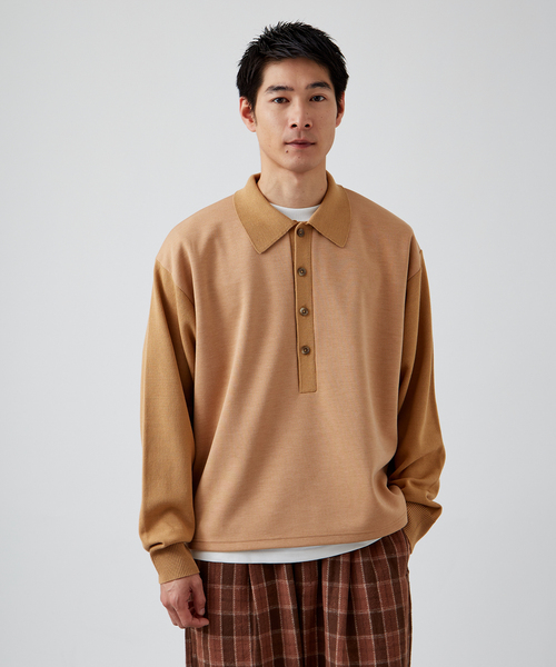 B.C STOCK（ベーセーストック）の「【Deux Allures/ドゥ アリュール】ニットコンピ ポロシャツ（ニット/セーター・メンズ・ライトグレー/ベージュ・FREE）」の8枚目の写真