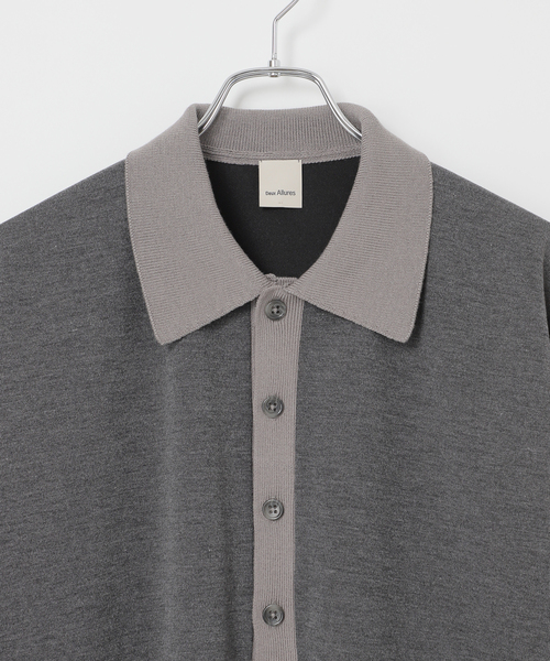 B.C STOCK（ベーセーストック）の「【Deux Allures/ドゥ アリュール】ニットコンピ ポロシャツ（ニット/セーター・メンズ・ライトグレー/ベージュ・FREE）」の12枚目の写真