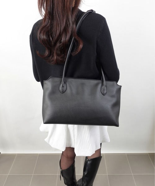 unnu（ユヌ）の「PUスクエアボストン（ボストンバッグ・レディース・ブラック/ダークブラウン・F）」の15枚目の写真