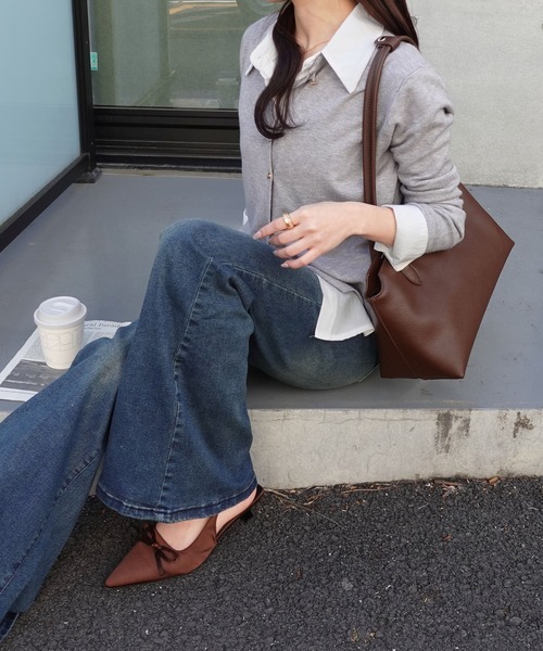 unnu（ユヌ）の「PUスクエアボストン（ボストンバッグ・レディース・ブラック/ダークブラウン・F）」の14枚目の写真