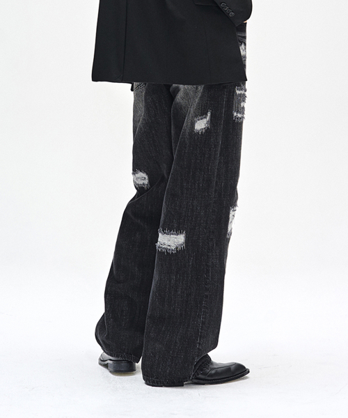 DECET(デケト)の「Patched Damage Wide Jeans DCPT047BlackB(デニムパンツ・レディース・その他・26/28/30/32/34)」の7枚目の写真