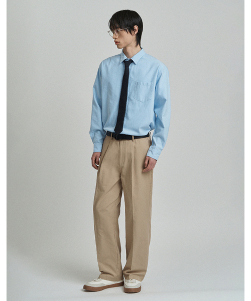 WORK ON BODY OFF（ワークオンボディオフ）の「セミワイドツーピンタックコットンパンツ [ベージュ]（その他パンツ・メンズ・ベージュ・MEDIUM/LARGE/X-LARGE）」の9枚目の写真