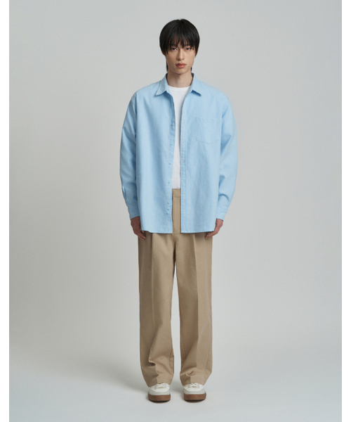 WORK ON BODY OFF（ワークオンボディオフ）の「セミワイドツーピンタックコットンパンツ [ベージュ]（その他パンツ・メンズ・ベージュ・MEDIUM/LARGE/X-LARGE）」の3枚目の写真