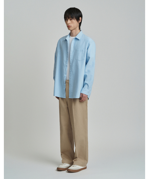 WORK ON BODY OFF（ワークオンボディオフ）の「セミワイドツーピンタックコットンパンツ [ベージュ]（その他パンツ・メンズ・ベージュ・MEDIUM/LARGE/X-LARGE）」の4枚目の写真