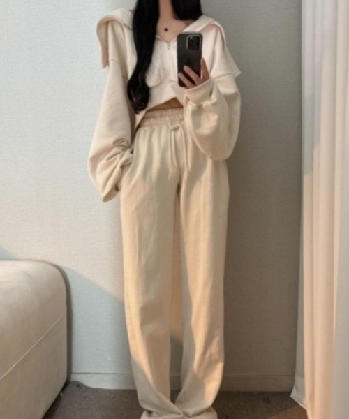 セール】スウェットショートジャケットワイドパンツセットアップ