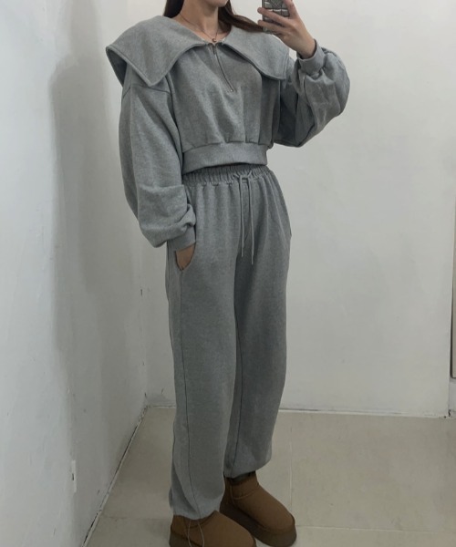 セール】スウェットショートジャケットワイドパンツセットアップ