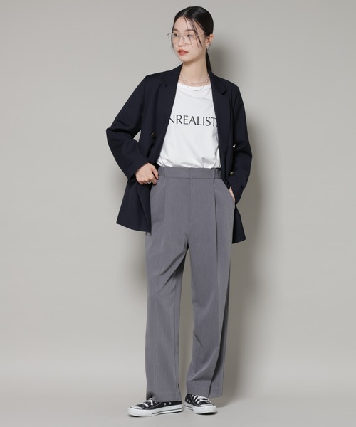 NANO universe（ナノユニバース）の「ワンタックセンタープレスストレートパンツ（スラックス・レディース・グレー/ブラック/ベージュ・FREE）」の5枚目の写真
