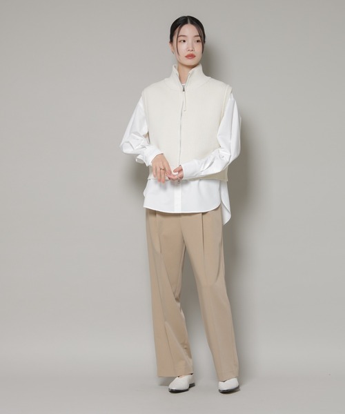 NANO universe（ナノユニバース）の「ワンタックセンタープレスストレートパンツ（スラックス・レディース・グレー/ブラック/ベージュ・FREE）」の13枚目の写真