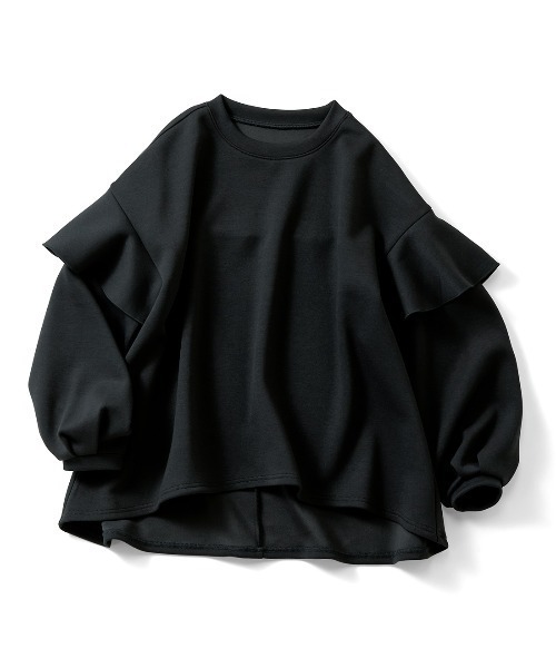 IEDIT（イディット）の「ＩＥＤＩＴ　ひらっと華やかなダンボールスウェット（スウェット・レディース・ブラック/ベージュ・L/M/LL/3L/S）」の6枚目の写真