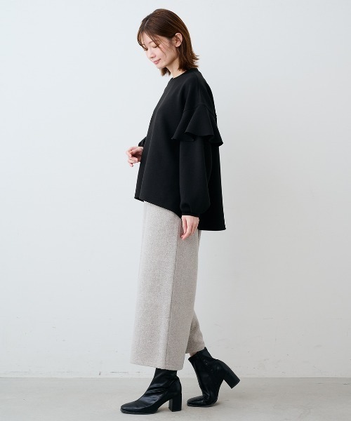 IEDIT（イディット）の「ＩＥＤＩＴ　ひらっと華やかなダンボールスウェット（スウェット・レディース・ブラック/ベージュ・L/M/LL/3L/S）」の11枚目の写真