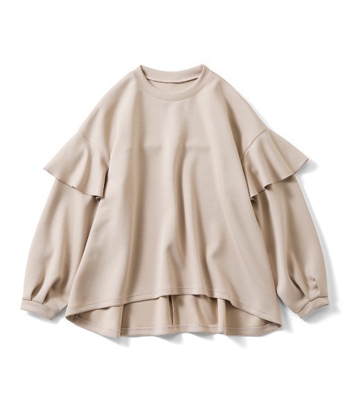 IEDIT（イディット）の「ＩＥＤＩＴ　ひらっと華やかなダンボールスウェット（スウェット・レディース・ブラック/ベージュ・L/M/LL/3L/S）」の7枚目の写真