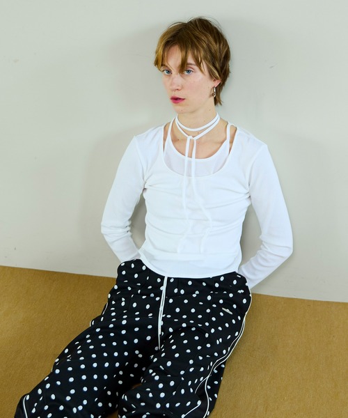 MAISON SPECIAL（メゾンスペシャル）の「Layered Rib Top/レイヤードリブトップス（Tシャツ/カットソー・レディース・イエロー/ホワイト/ブラック・FREE）」の10枚目の写真