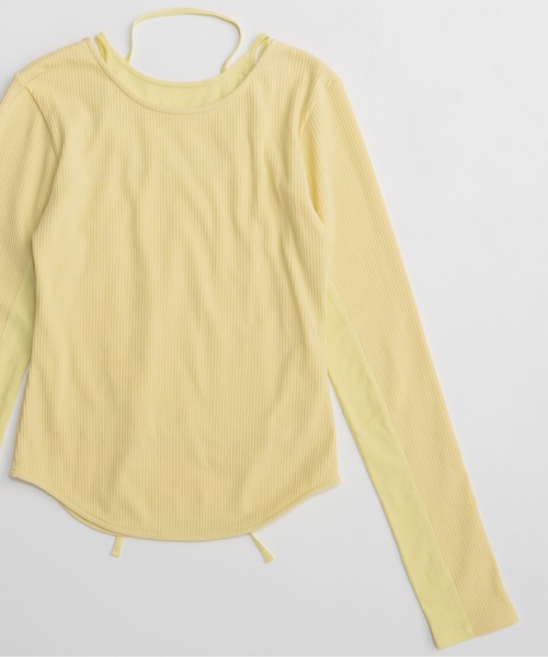 MAISON SPECIAL（メゾンスペシャル）の「Layered Rib Top/レイヤードリブトップス（Tシャツ/カットソー・レディース・イエロー/ホワイト/ブラック・FREE）」の22枚目の写真