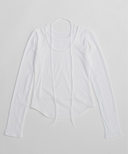 MAISON SPECIAL（メゾンスペシャル）の「Layered Rib Top/レイヤードリブトップス（Tシャツ/カットソー・レディース・イエロー/ホワイト/ブラック・FREE）」の16枚目の写真