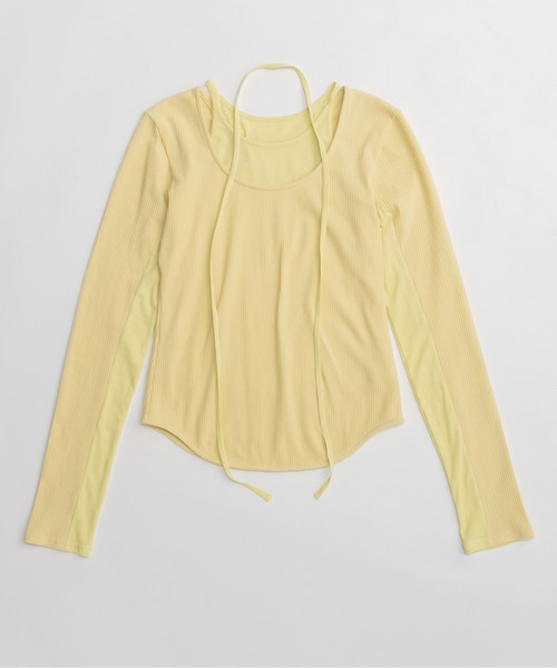 MAISON SPECIAL（メゾンスペシャル）の「Layered Rib Top/レイヤードリブトップス（Tシャツ/カットソー・レディース・イエロー/ホワイト/ブラック・FREE）」の17枚目の写真