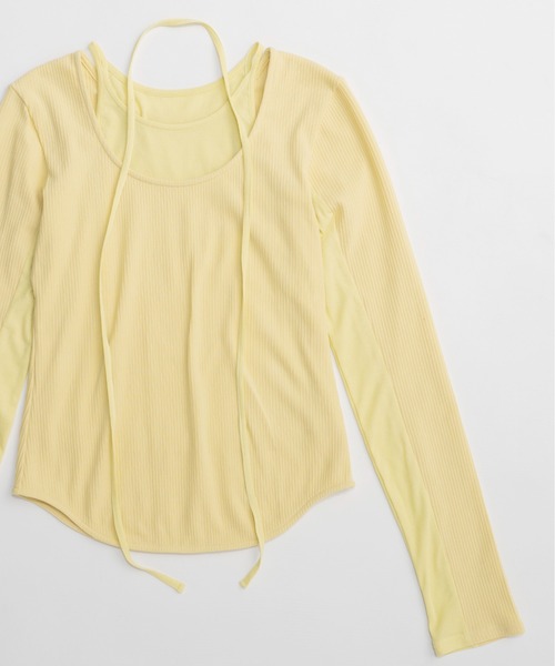 MAISON SPECIAL（メゾンスペシャル）の「Layered Rib Top/レイヤードリブトップス（Tシャツ/カットソー・レディース・イエロー/ホワイト/ブラック・FREE）」の19枚目の写真