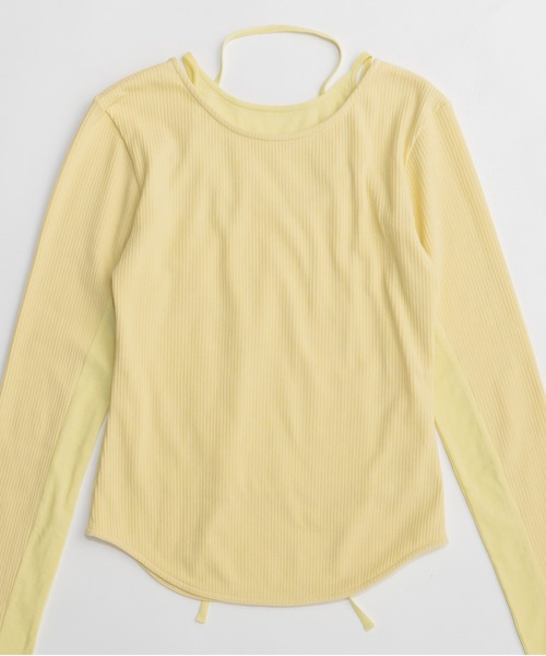 MAISON SPECIAL（メゾンスペシャル）の「Layered Rib Top/レイヤードリブトップス（Tシャツ/カットソー・レディース・イエロー/ホワイト/ブラック・FREE）」の21枚目の写真
