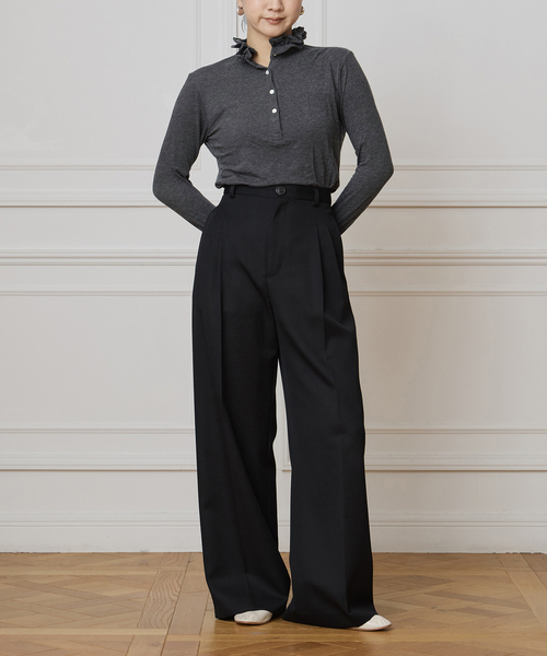 IENA LA BOUCLE（イエナラブークル）の「《追加》IENA LA BOUCLE フリルヘンリーネックカットソー（Tシャツ/カットソー・レディース・グレー・FREE）」の9枚目の写真