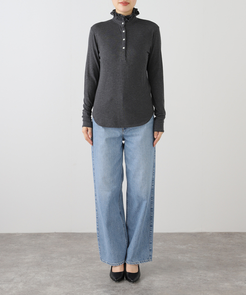 IENA LA BOUCLE（イエナラブークル）の「《追加》IENA LA BOUCLE フリルヘンリーネックカットソー（Tシャツ/カットソー・レディース・グレー・FREE）」の19枚目の写真