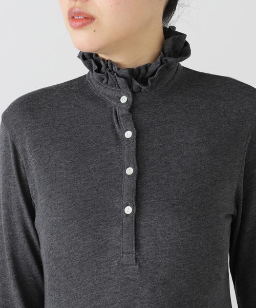 IENA LA BOUCLE(イエナラブークル)の「《追加》IENA LA BOUCLE フリルヘンリーネックカットソー(Tシャツ/カットソー・レディース・グレー/ホワイト・FREE)」の12枚目の写真