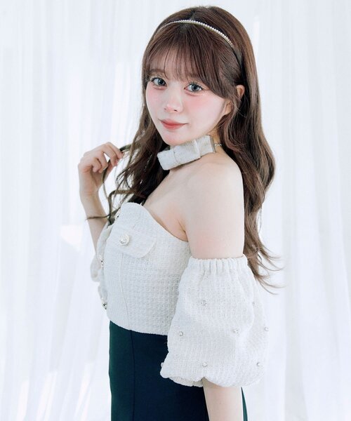 OLIVE des OLIVE(オリーブデオリーブ)の「【Belle Charme】Tweed Mermaid Dress(ドレス・レディース・ピンク/アイボリー/ブラック・FREE)」の10枚目の写真