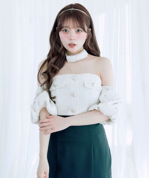 OLIVE des OLIVE(オリーブデオリーブ)の「【Belle Charme】Tweed Mermaid Dress(ドレス・レディース・ピンク/アイボリー/ブラック・FREE)」の11枚目の写真