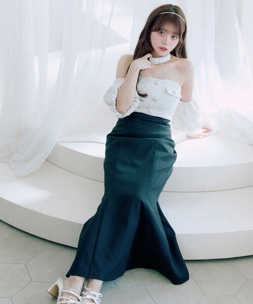 OLIVE des OLIVE(オリーブデオリーブ)の「【Belle Charme】Tweed Mermaid Dress(ドレス・レディース・ピンク/アイボリー/ブラック・FREE)」の12枚目の写真