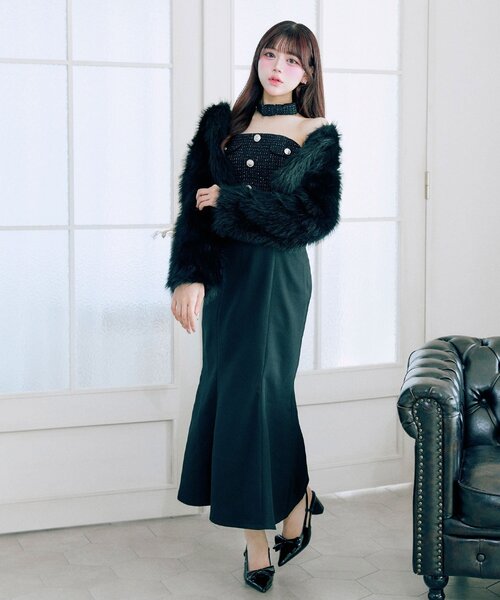 OLIVE des OLIVE(オリーブデオリーブ)の「【Belle Charme】Tweed Mermaid Dress(ドレス・レディース・ピンク/アイボリー/ブラック・FREE)」の14枚目の写真