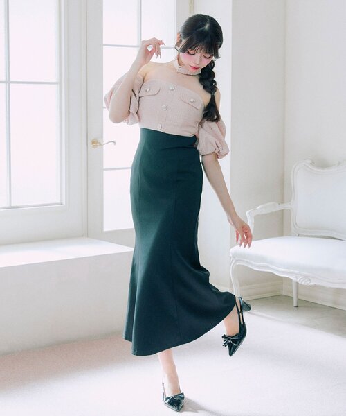 OLIVE des OLIVE(オリーブデオリーブ)の「【Belle Charme】Tweed Mermaid Dress(ドレス・レディース・ピンク/アイボリー/ブラック・FREE)」の19枚目の写真