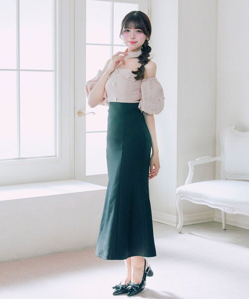 OLIVE des OLIVE(オリーブデオリーブ)の「【Belle Charme】Tweed Mermaid Dress(ドレス・レディース・ピンク/アイボリー/ブラック・FREE)」の20枚目の写真